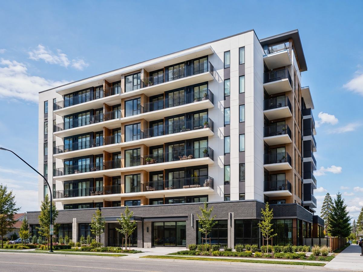 A completed mid-rise residential apartment development in Australia